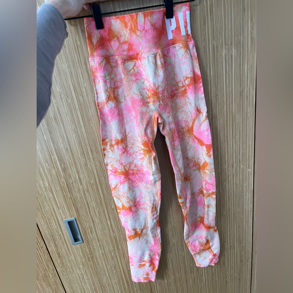 Pink Victoria’s Secret Tie-Dye Pink and Orange Leggings